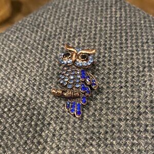 Blue and Gold Owl Brooch
